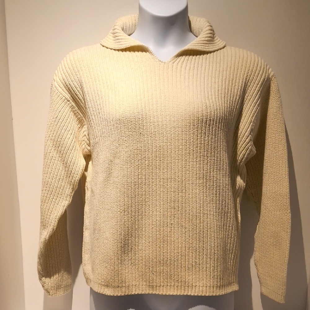 Old Navy Women's Sweater Pullover Notched Neck XL Cotton Knit Cream